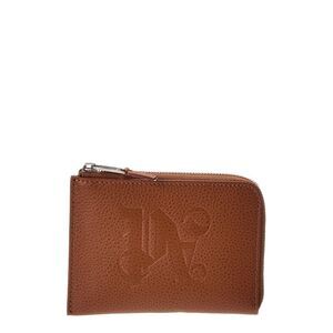 Palm Angels Pa Monogram Zip Leather Card Holder, Brown
